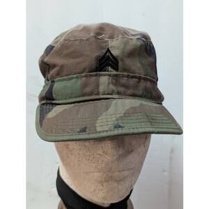 VINTAGE Sargeant US. Army Patrol Military small Combat Camoflage full fabric Cap